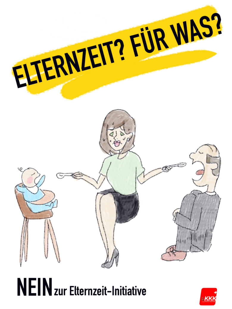 Politisches Plakat über die Elternzeit.