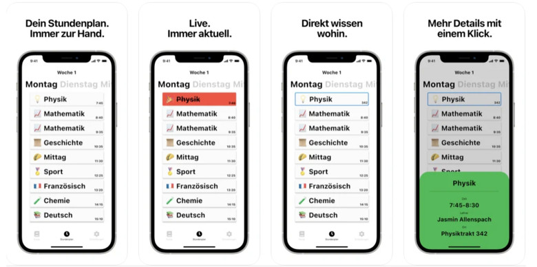 Screenshot der App Schoolspace – für Smartphones. 
