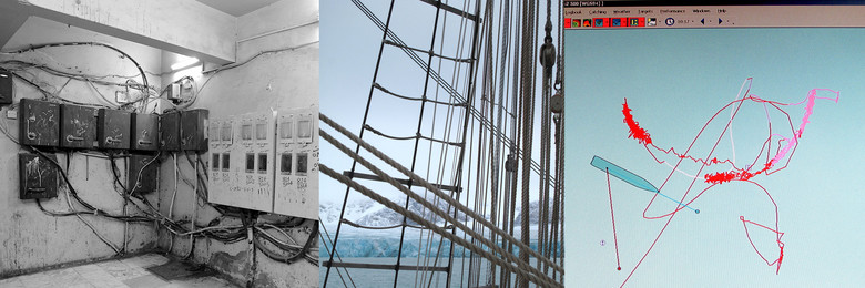 Verschiedene Fotos in einer Collage; unter anderem Foto eines Gletschers.