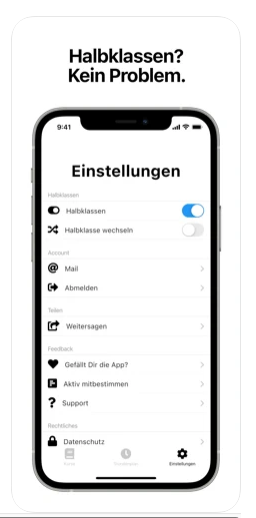 Screenshot der App Schoolspace – für Smartphones. 