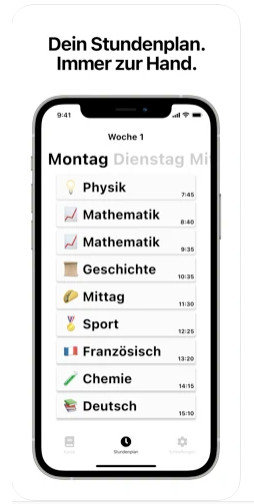 Screenshot der App Schoolspace. 